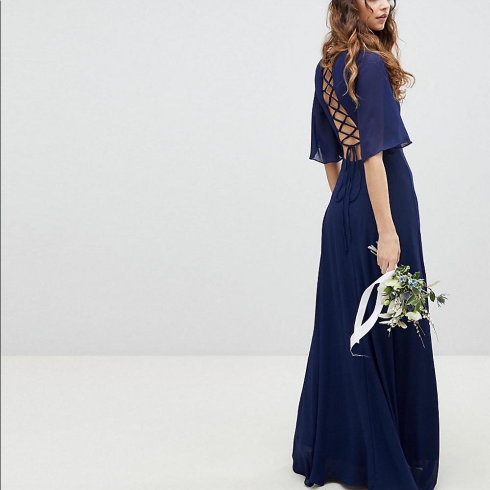 TFNC Lace Up Back Maxi Bridesmaid Dress NWT